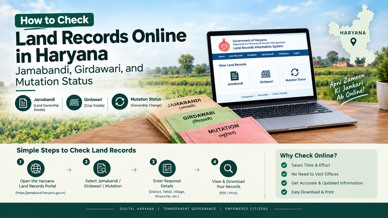 Check Land Records Online in Haryana